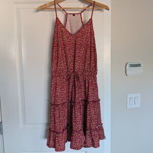 Red floral racerback resort vacation dress size M